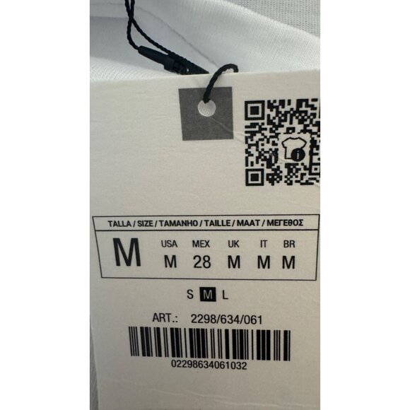 NWT Zara Medium White T-Shirt With Red Striped Flutter Sleeves 100% Cotton - Picture 11 of 14